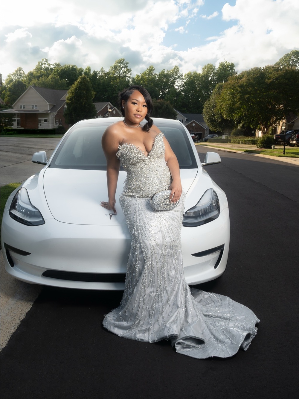 Custom made beaded prom dress
